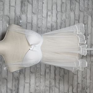 Frederick's of Hollywood White Bridal Rhinestone Teddy Nightgown Lingerie